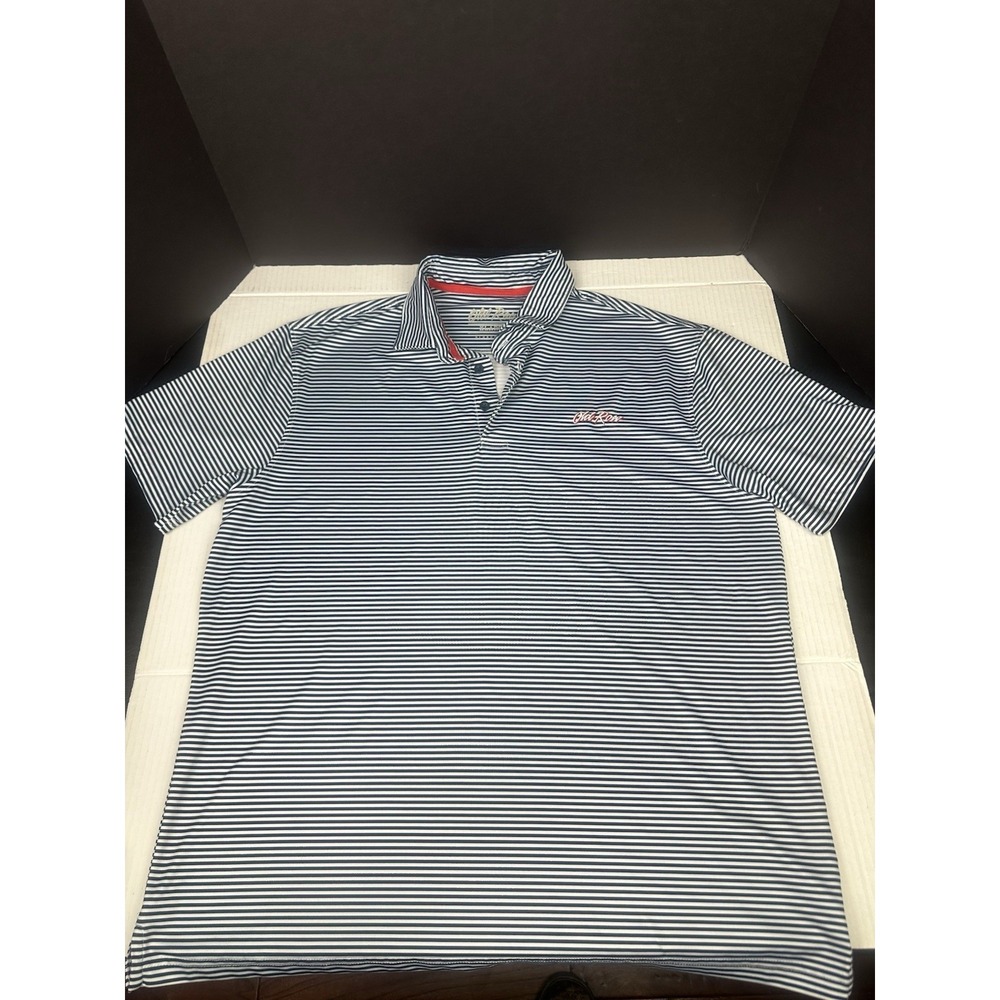 Old Row Men's XL Striped Polo Shirt – Blue Performance Short Sleeve